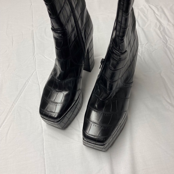 NEW Jeffrey Campbell Platform Boot Croc 8 Black - Picture 3 of 10